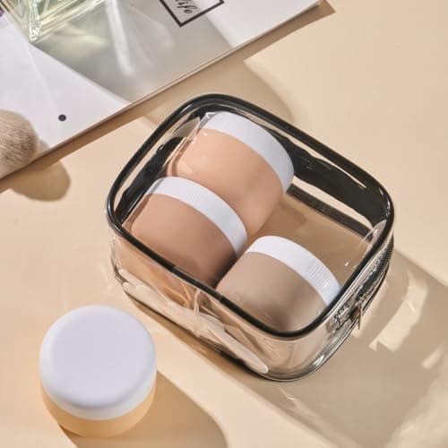 Silicone Travel Pots, Containers for Toiletries with Spatulas Tool and Clear Bag, TSA Approved Cream Jars, Leak-proof Travel Essentials for Cosmetic 40ml /(4 Pack) — view 5