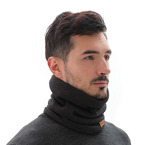 NovForth Unisex Winter Tube Scarf, Ski Neck Warmer kerchief for men, Face scarf for women, Fleece Tube Scarf for men, Gaiter Mask, Thick Windproof Loop Scarf, Black X2, M — view 4