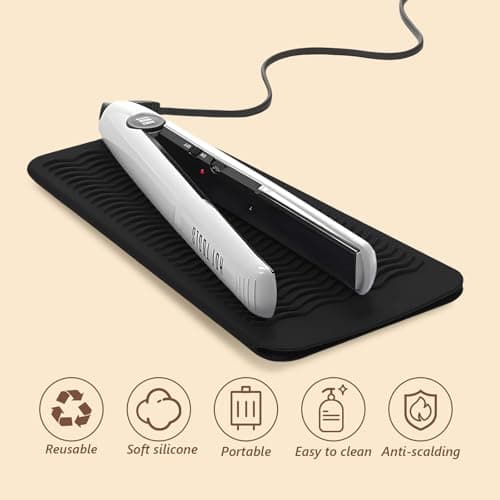 Flintronic Silicone Heat Resistant Mat, Heat Resistant Silicone Mat Pouch for Curling Irons, Heat Proof Protection Mat for Travel Home Salon Flat Iron Hair Styling Tools, Black — view 5