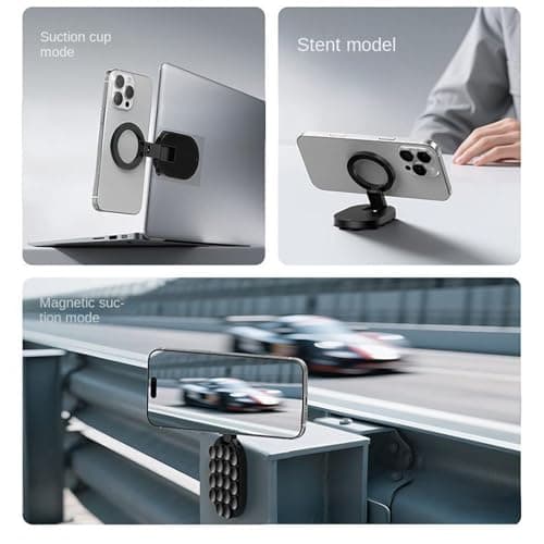 Magnetic Phone Mount | Suction Cup Automobile Bracket,360 Degree Adjustable Car Phone Holder Mount - for Travel Gym Kitchen Bathroom Workshop Glass Mirror Tile Wall Home — view 5