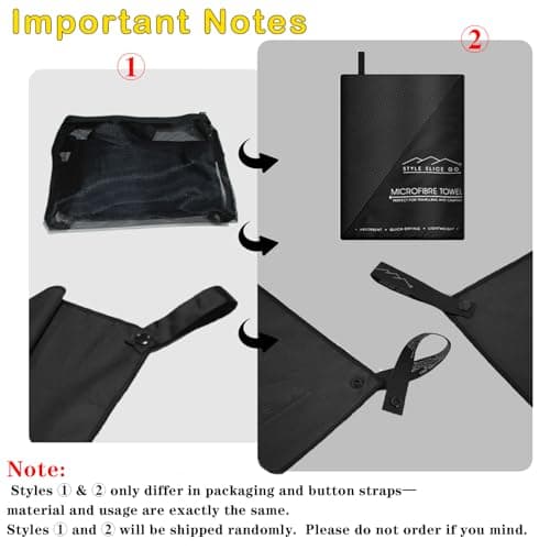 Style Slice Microfibre Towel Quick dry Lightweight Absorbent Travel Towel for Sports Beach Gym Swimming Camping Hiking Drying Pets (Black, SMALL 60cm x 30cm) — view 6