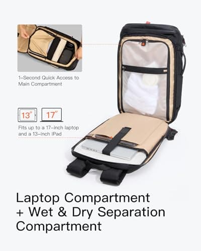 Inateck 40L Travel Backpack,Laptop Rucksack Bag for Men Flight TSA Approved — view 3