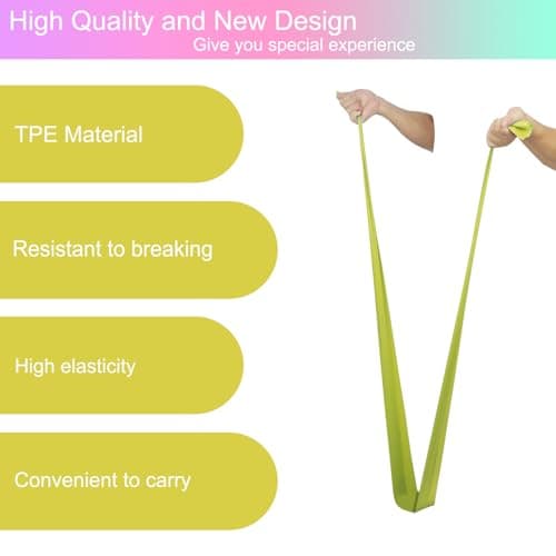 Jedebartey Resistance Bands, Exercise Band with 3 Strength Levels Optional 1.5m Long Stretch Bands for Women Men Yoga Pilates Strength Training Workouts Physiotherapy (Yellow - Light 15lbs) — view 6