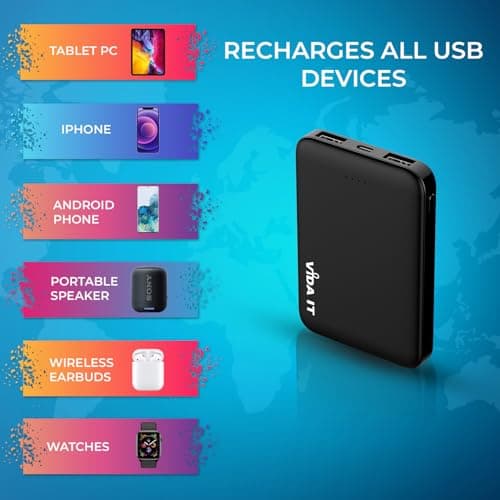 Vida IT 2-Pack Mini Power Bank 5V 2A USB Battery Pack for Heated Vest Jacket Gilet Small Portable Charger for iPhone 7 8 11 Samsung Galaxy S7 S8 S9 Google Pixel Android Mobile Phone 5000mAh Powerbank — view 6