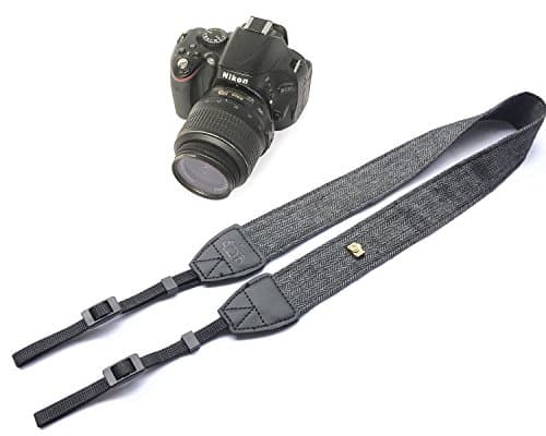 Bestele Camera Shoulder Neck Belt Strap, Soft Vintage Print Camera Straps for Women Men for DSLR/SLR/Nikon/Canon/Sony/Lumix/Fujifilm/Rico/Samsung/Pentax/Olympus etc.(Soft Black) — view 2