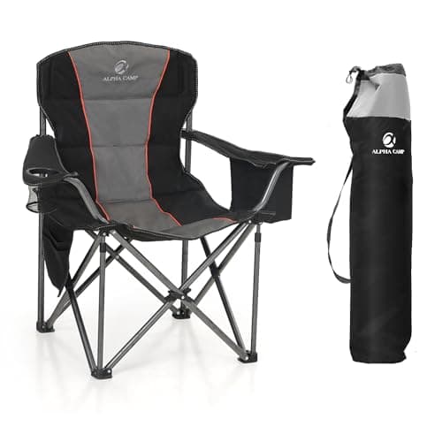 LET'S CAMP Oversized Folding Camping Chair for Adults Up to 200 kg Black