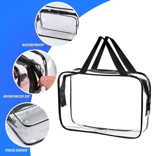 GWAWG Transparent Hanging Toiletry Bag with Handle, Clear Waterproof Travel Cosmetic Organizer, Shower Bag for Airplane Carry On, Portable Makeup Storage Case for Men Women — view 4