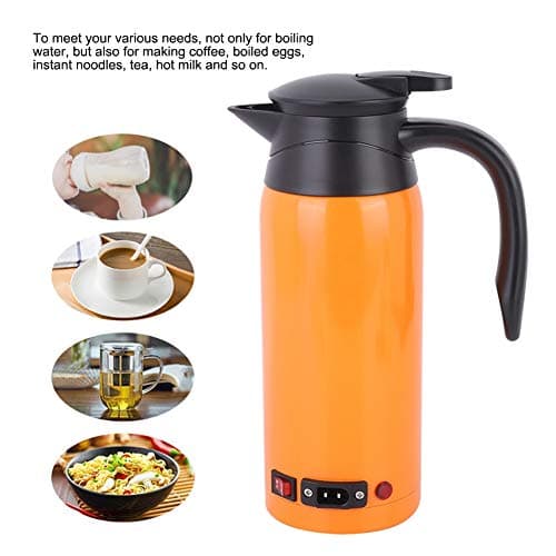 Extra Large 800ml Portable Electric Kettle 12V 24V Car Kettle with Auto Voltage Converter for Cars Trucks and RVs Orange — view 3