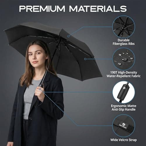 Liberty Imports 3 Pack Windproof Travel Rain Umbrellas - Compact, Light, Automatic, Strong and Portable - for Men and Women (Ed.1) — view 3