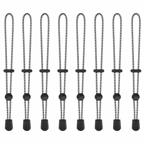 Kemay Walking Stick Holder for Backpack - Heavy Duty Bungee Cords with Fixing Buckle, Elastic Trekking Pole Straps, Hiking Accessories & Gear Attachment for Camping, Mountaineering (Black, 8 Pack)