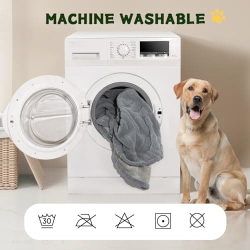 Baodan Waterproof Dog Blanket, 73x100cm Washable Fleece Pet Blanket for Dogs, Fluffy Puppy Blanket Warm and Soft Pet Throw for Bed Couch and Sofa, Grey — view 5
