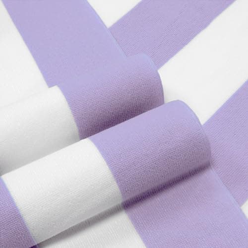 HENBAY Large Oversized Beach Towel - Fluffy 35 x 70 Inch Plush Microfiber Pool Towel, Purple Striped Quick Dry Cabana Swim Towel — view 2