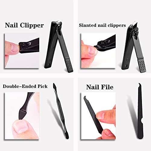 Professional Manicure Stainless Steel Set, 7 pcs Portable Nail Clippers Set, Pedicure Set, Eyebrow Grooming Kit, Nail Care Tools with Luxurious Leather Case — view 3