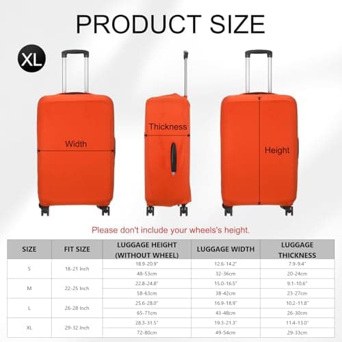 sourcing map Travel Luggage Cover, Washable Suitcase Covers for Luggage Anti-scratch Suitcase Protector Elastic Baggage Protective, Fits 22-25 Inch Suit Case, Orange — view 2