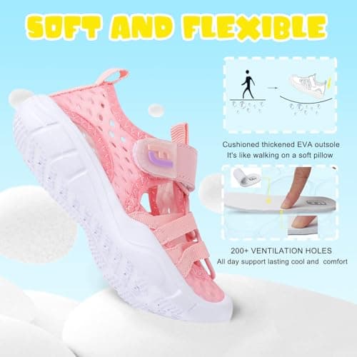 JOINFREE Baby Sandals Boys Girls Breathable Quick Dry Water Shoes, Lightweight Non-Slip Toddler Beach Sandals for Pool, Summer Outdoor & Indoor Wear Pink, 3 Child — view 5