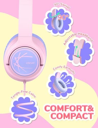 iClever HS26 Kids Headphones Wired 3.5mm, Childrens Headphones for Kids — view 5