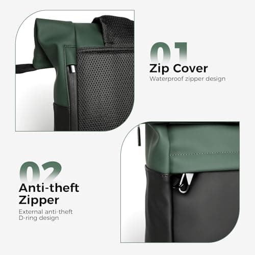 Sylvanthos Waterproof Rolltop Laptop Backpack, Green — view 5