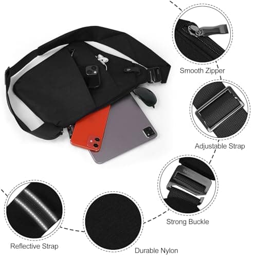DKIIL NOIYB Sling Bag for Men Women Personal Flex Crossbody Purse Nylon Anti Theft Chest Bag with Multi Pockets for Travel Outdoor — view 4