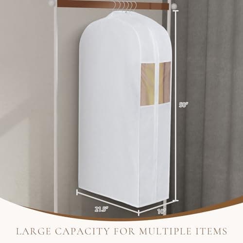 Univivi Premium Cotton Garment Bags, 50 In Hanging Clothes Storage, 2 Pack — view 6