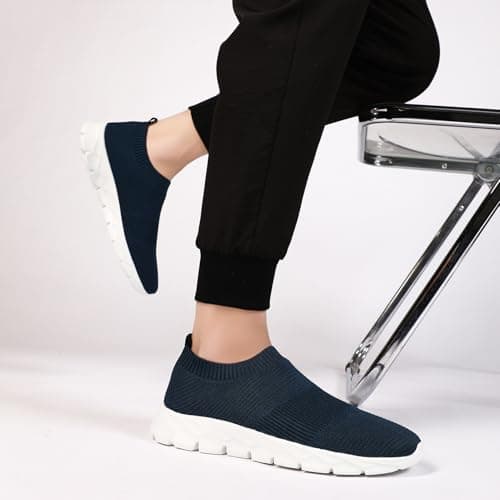 Mens Trainers Slip on Trainers Walking Running Sneaker,Blue,Size 9 UK — view 2