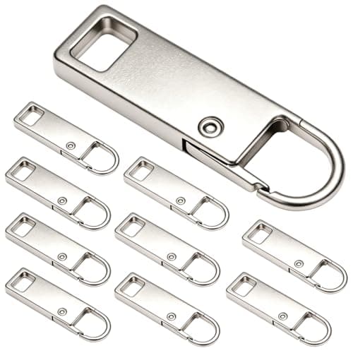 WADUBI Metal Zip Pull Replacement, 10 Pack Replacement Zipper Pulls for Luggage, Suitcase, Backpack, Jacket, Bag, Silver