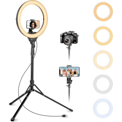 Ring Light with 75.59 Inch Tripod Stand and Cold Shoe Phone Holder, 120 LED, CRI90+, Dimmable, for Makeup, Live Streaming, YouTube, Zoom, Travel-Friendly (10) — view 2