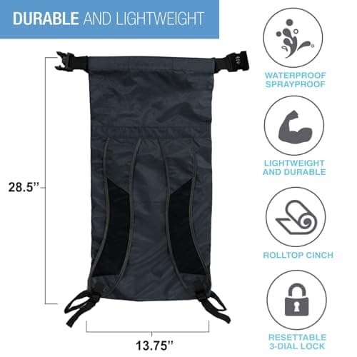 WaterSeals Locking Backpack + Waterproof Bag for Women & Men with Ripstop Material & Anti-Theft Combination Lock to Protect Wallet, iPhone or Valuables at the Beach, Pool, Skiing, or Camping, Black — view 4