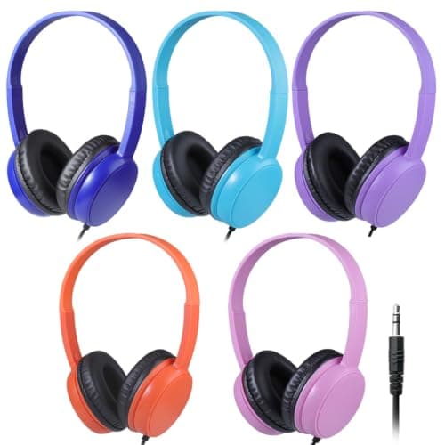 XOSDA Kids Headphones Bulk 5 Pack for Classroom School, Wholesale Class Set Comfy Earphones for Students Children Toddler Teens Boys Girls and Adult（LS30, 5 Mixed）