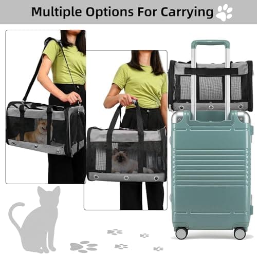 Soft Sided Foldable Cat/Dog/Pet Carrier Bag, Portable Puppy/Pets Travel Carriers For Cats/Dogs With Shoulder Strap & Removable Mat, Durable Cat Basket of 17 lbs Airline Approved - Grey, M — view 3