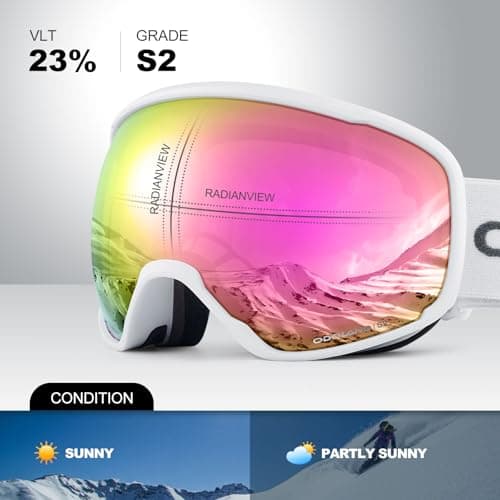 Odoland OTG Ski Goggles with Anti-fog, Anti-glare Lens UV400 Protection Adult Snow Goggles, Double Spherical Goggles for Skiing Skating Snowmobiles and Snowboardsfor Men and Women WPE — view 2