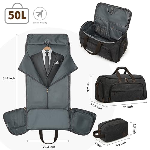 S-Zone Carry On Garment Bag for Travel Convertible Garment Duffle Bag Suit Bags for Men Women Travel 2 in 1 Hanging Suitcase Business Travel Bag with Toiletry Bag — view 3
