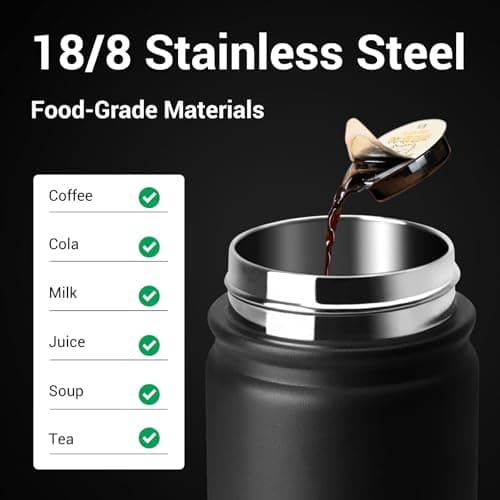 BuildLife 720ML Insulated Water Bottle with Straw,Leak Proof Double Walled Stainless Steel Metal Sports Water Bottles, BPA Free,Dishwasher Safe,Drinking Bottle for Travel,School,Gym (Black) — view 2