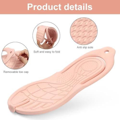 Aomig Foldable Flip Flops Womens Lightweight Travel Thong Slippers Portable Folding Slides Sandal Non Slip Thong Sandals Yoga Open Toes Slippers Quick Drying Shower Shoes Flip Flops(Pink-8.5-9.5 UK) — view 3