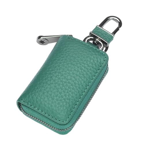 Zymoplas Retro Leather Wallet Portable Beach Door Car Keys Purse Fashion Soft Credit Card Organizer Pocket Holder Women Men, Green — view 2