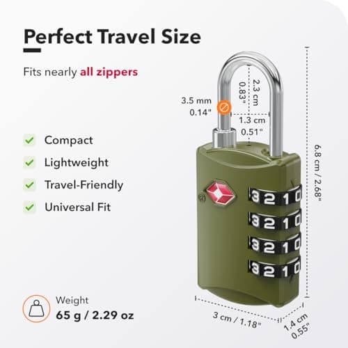 NovLock Suitcase Padlocks, TSA Approved Luggage Locks, Travel Padlocks — view 4