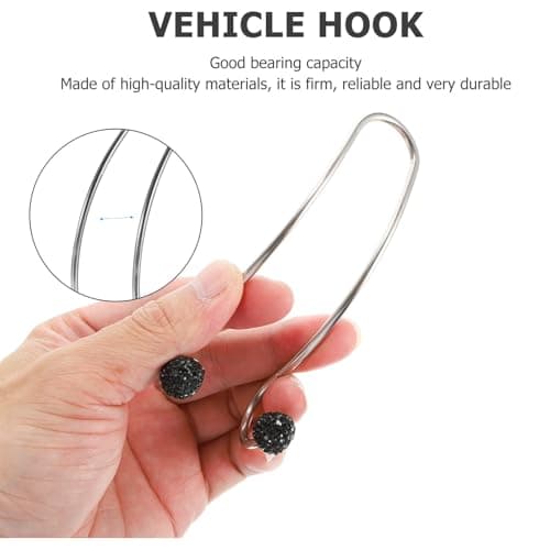 2pcs Car Storage Hooks Set Stainless Steel Rhinestone Back Seat Hanger — view 6