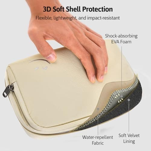 OrgaWise Cable Organiser Bag, Electronic Organizer Travel Case, Water Resistant Travel Accessories Bag Tech Pouch for Charger Adapter Power Bank Hard Drive (Beige) — view 2