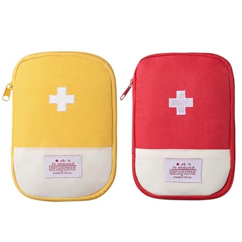 EQLEF Travel First Aid Kit First Aid Bag Empty Mini Medicine Storage Bag First Aid Pouch Small Medical Bag for Car Hiking Camping Outdoor Activities (Red,Yellow)