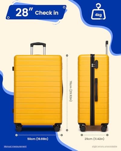 Shavont Large Suitcase 28 Inch Hard Shell Luggage ABS Travel Case (Yellow) — view 3