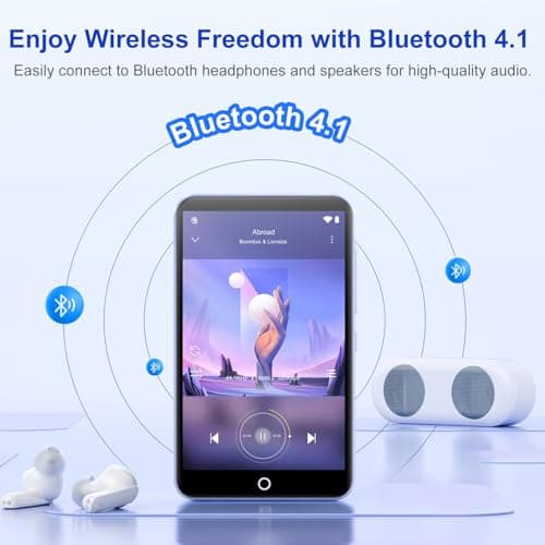 80GB MP3 Player with Bluetooth and WiFi, Portable Music Players with Camera, Android MP3 Player with Spotify Amazon Music Deezer Audible, 4.02 Inch Touch Screen HiFi Music Player for Kids with Speaker — view 6
