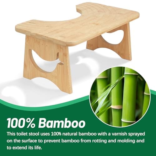 MAIJIAJU Single Toilet Stool, Foldable Bamboo Squat Assistance — view 4