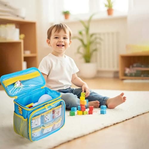Mordx Carrying Case Compatible with Little Tikes Story Dream Machine Books Starter Set, Organizer for Little Tikes Projector Storybook Audio Playback and Character Series (Blue & Yellow) — view 5