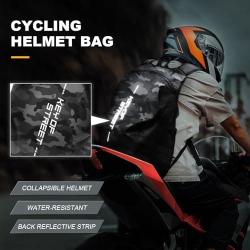 WEPLAN Motorbike Helmet Bag Backpack Mens Womens Motorcycle Backpack Mens Waterproof Motorcycle Motorbike Rucksack with Large Capacity,Black L — view 5