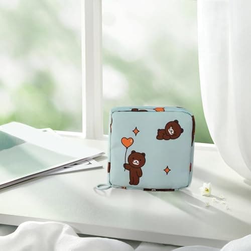 Portable Menstrual Pad Bag - Waterproof Tampon Organizer, Feminine Hygiene Pouch | Small Compact Design Backpack Purse Pocket Fit, Perfect First Period Kit Girls Teens School Bag with Inner Pocket Lin — view 3