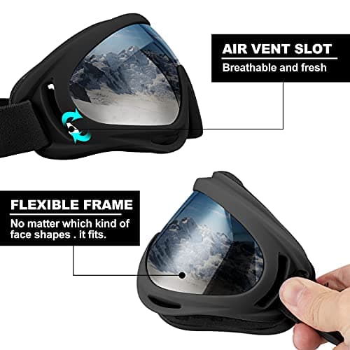 SixYard Ski Goggles, Motorcycle Goggles, 3 Pack Snowboard Snow Goggles for Men Women Adult Youth (Style 3) — view 4