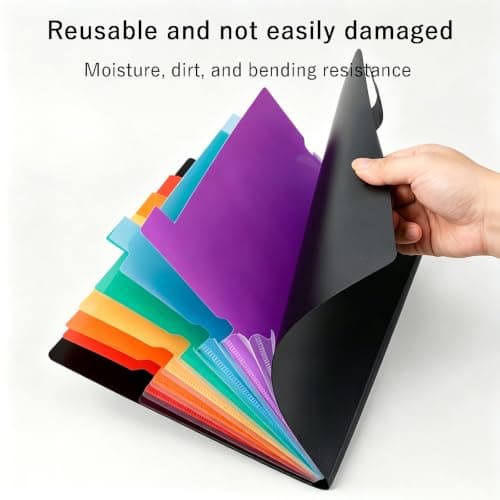 Expanding File Folder 2-Pack, 7 Pockets Accordion File Organizer, A4 Letter Size Document Receipt Organizer, Accordian Filing Folder for Classroom Home Office Travel, File Folders with Labels — view 3