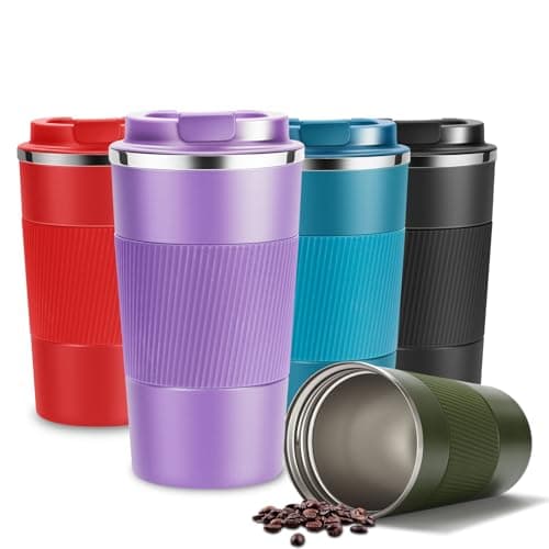 YINJAM Travel Mug 380ml Reusable Insulated Coffee Cups Vacuum Insulation Stainless Steel Thermal Bottle for Hot Cold Drinks (Purple, 380ml)