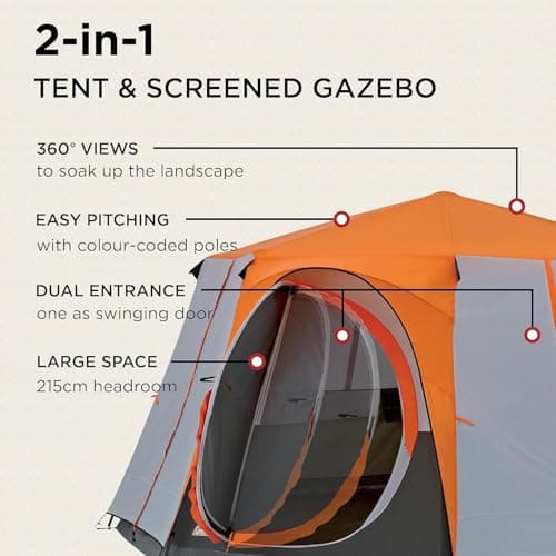 Coleman Tent Octagon 8 | For Camping & Festival, with Standing Room, Waterproof | 8 Person, Orange — view 4