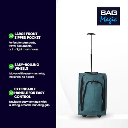 Bordlite Ryanair Cabin Bag 40x25x20cm with Wheels – Underseat Rolling Trolley Suitcase – Airline Approved Lightweight Hand Luggage for Travel – Fits Ryanair, EasyJet, Jet2 – Teal — view 5