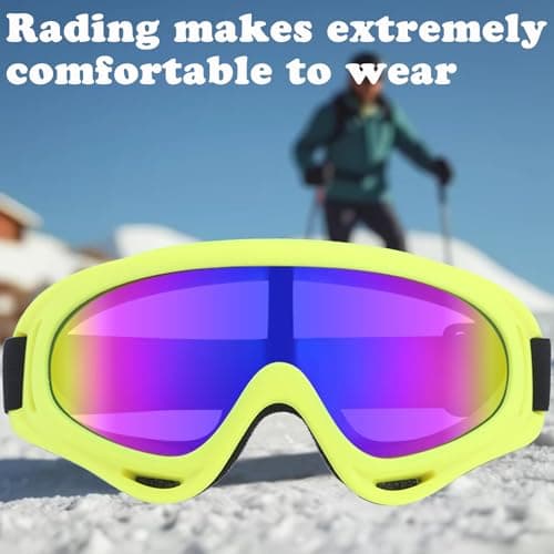 QHNTXQD Ski Goggles Snowboard Goggles for Men Women Kids Winter Snow Windproof Sports Sunglasses Motorcycle ATV Glasses for Youth Adult Teens, UV Protection Foam Anti-Scratch Dustproof (Yellow) — view 5